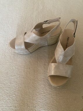 Antelope Women's Beige Suede-Look Wedge Sandals